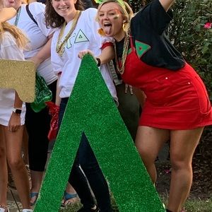 Red denim overall dress